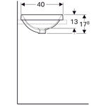 Lavabo empotrado serie Geberit VariForm rectangular: Toma de grifo=Sin, Rebosadero=Visible